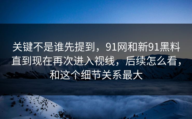 关键不是谁先提到，91网和新91黑料直到现在再次进入视线，后续怎么看，和这个细节关系最大