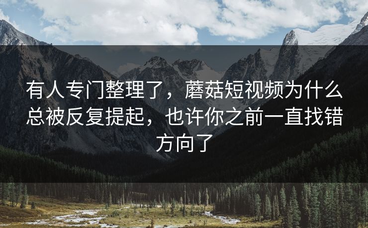 有人专门整理了，蘑菇短视频为什么总被反复提起，也许你之前一直找错方向了
