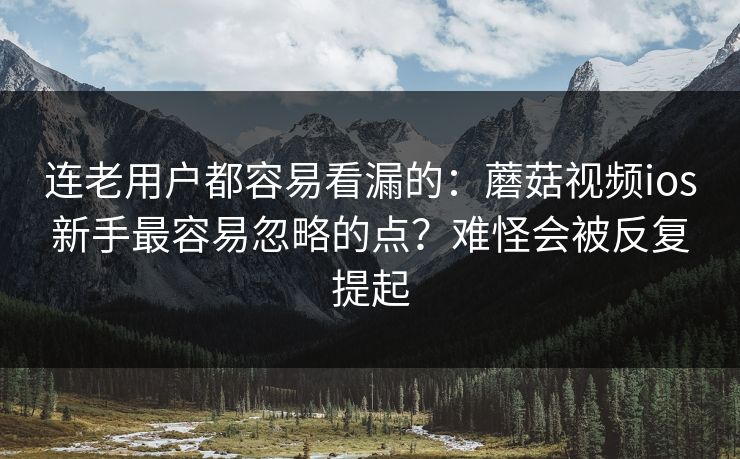 连老用户都容易看漏的：蘑菇视频ios新手最容易忽略的点？难怪会被反复提起