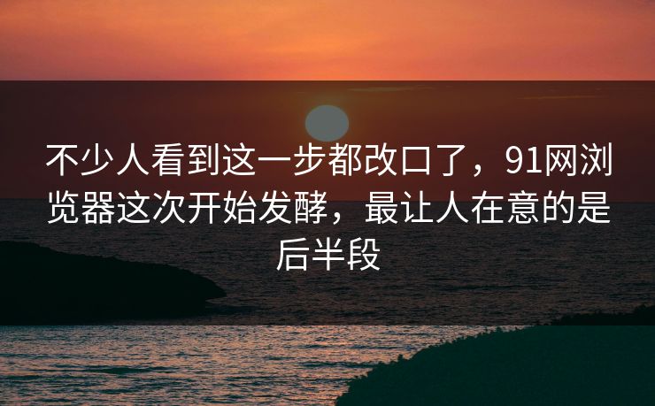 不少人看到这一步都改口了，91网浏览器这次开始发酵，最让人在意的是后半段