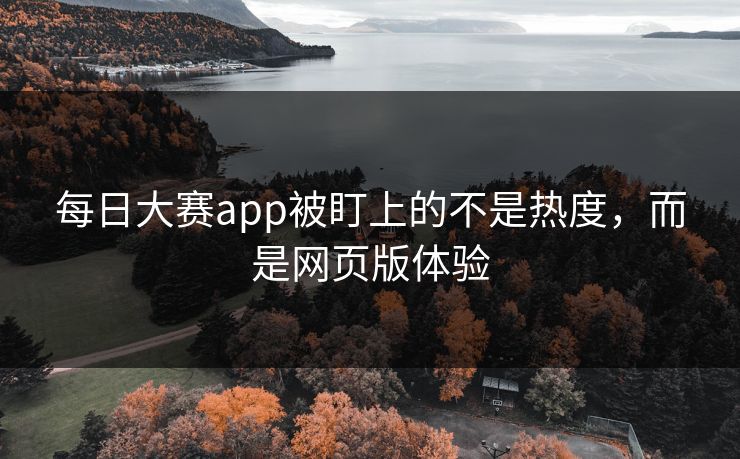 每日大赛app被盯上的不是热度，而是网页版体验