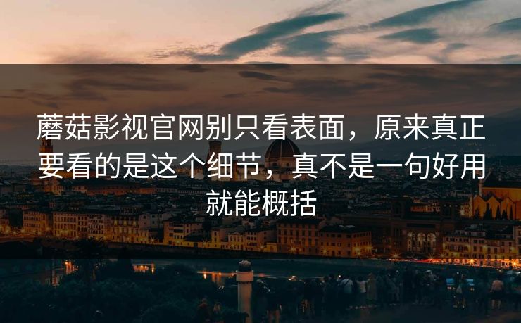 蘑菇影视官网别只看表面，原来真正要看的是这个细节，真不是一句好用就能概括