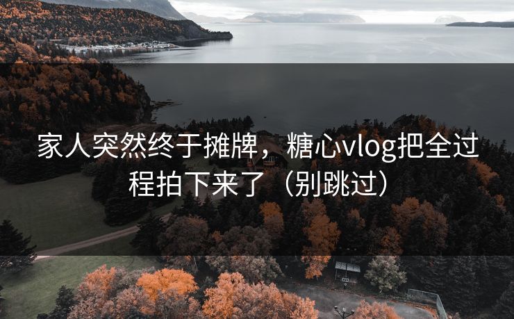家人突然终于摊牌，糖心vlog把全过程拍下来了（别跳过）