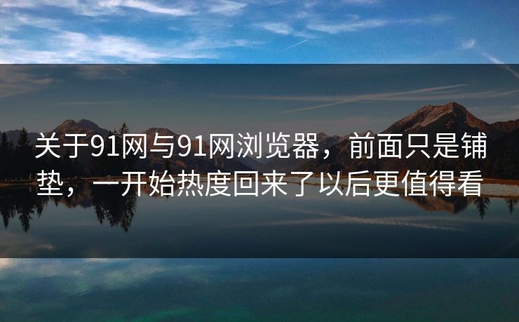 关于91网与91网浏览器，前面只是铺垫，一开始热度回来了以后更值得看