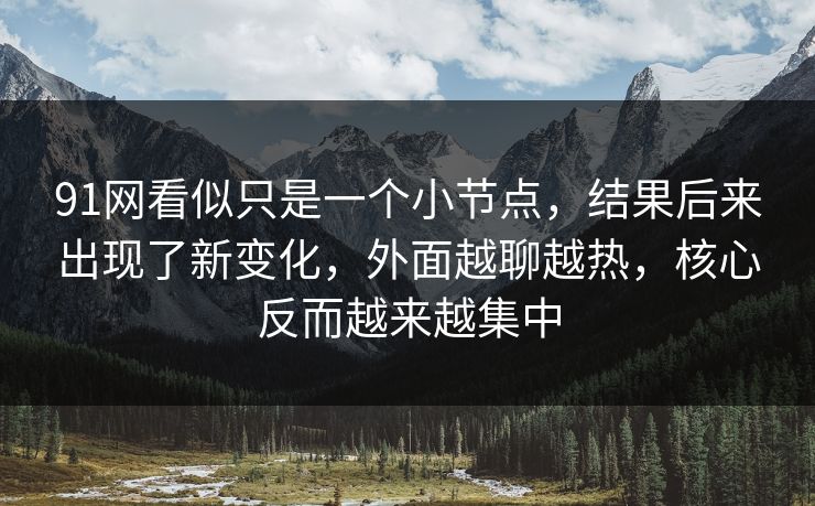 91网看似只是一个小节点，结果后来出现了新变化，外面越聊越热，核心反而越来越集中