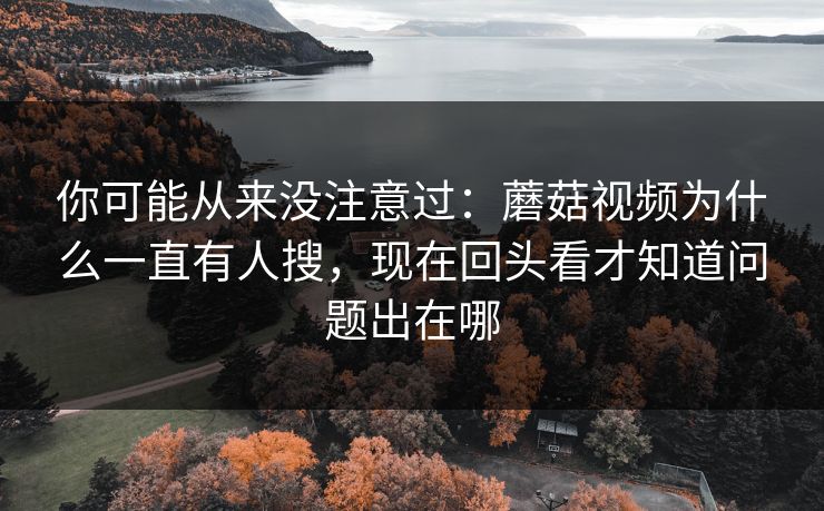你可能从来没注意过：蘑菇视频为什么一直有人搜，现在回头看才知道问题出在哪