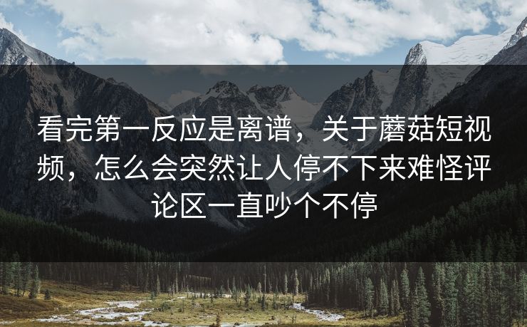 看完第一反应是离谱,关于蘑菇短视频,怎么会突然让人停不下来难怪评论区一直吵个不停