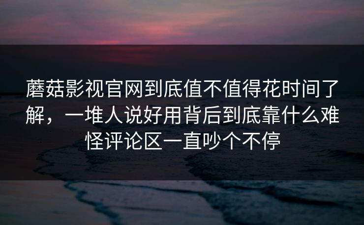 蘑菇影视官网到底值不值得花时间了解,一堆人说好用背后到底靠什么难怪评论区一直吵个不停